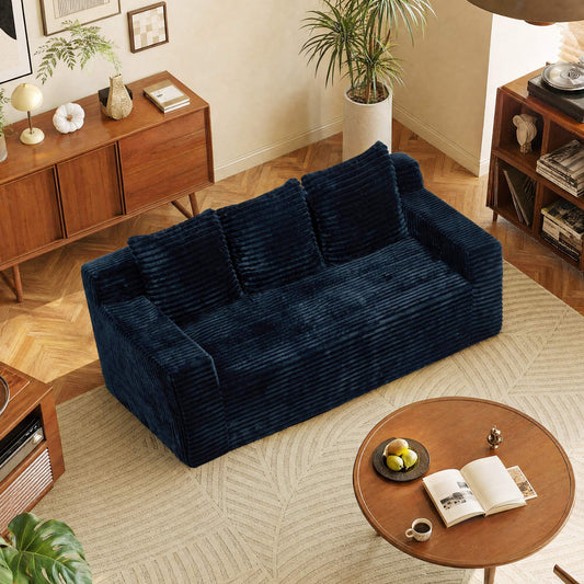 72.2" 3-Seater Corduroy Sofa, Deep Seat Loveseat, No Assembly