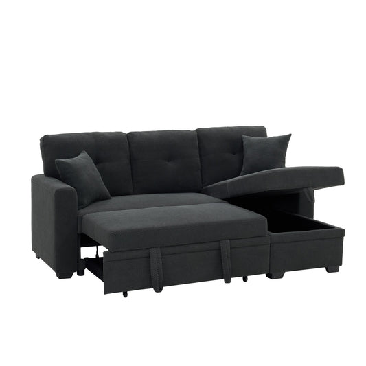 Convertible Sofa Bed with Reversible Chaise, Storage & Breathable Fabric