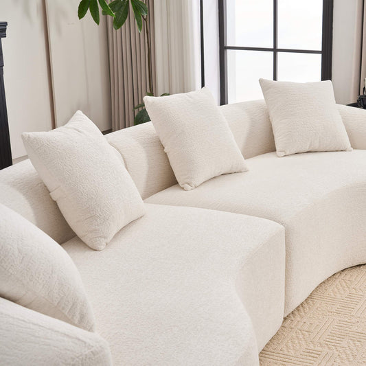 Curved Boneless Chenille Modular Sectional Sofa, Compression Sleeper Couch
