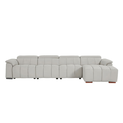 Modern Electric Wall-Hugger Reclining L-Shaped Leather Sofa with USB Port