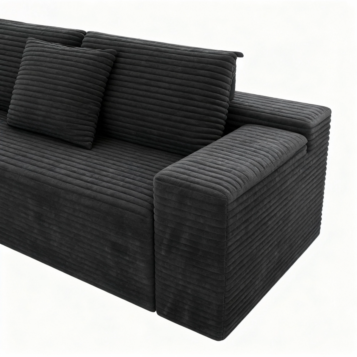 2PC Modular Sectional Sofa, Plush Corduroy Upholstered Couch, No Assembly