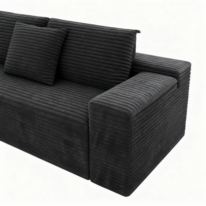 2PC Modular Sectional Sofa, Plush Corduroy Upholstered Couch, No Assembly