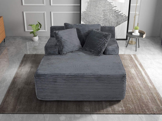 66" Faux Fur Chaise Lounge, Boneless Sofa Bed with Pillow, No Assembly