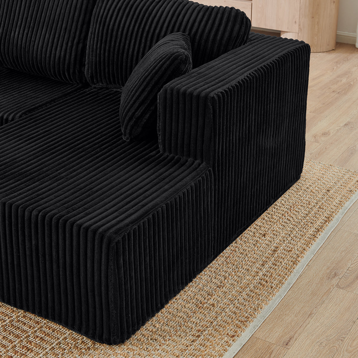 U-Shaped Modular Corduroy Sectional Sofa, Compressed Sleeper Couch