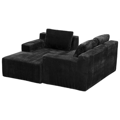 3-Seater Corduroy Modular L-Shaped Sectional Sofa, Foam-Filled