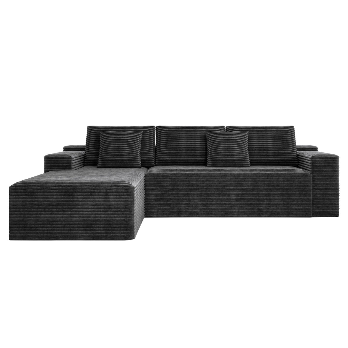 2PC Modular Sectional Sofa, Plush Corduroy Upholstered Couch, No Assembly
