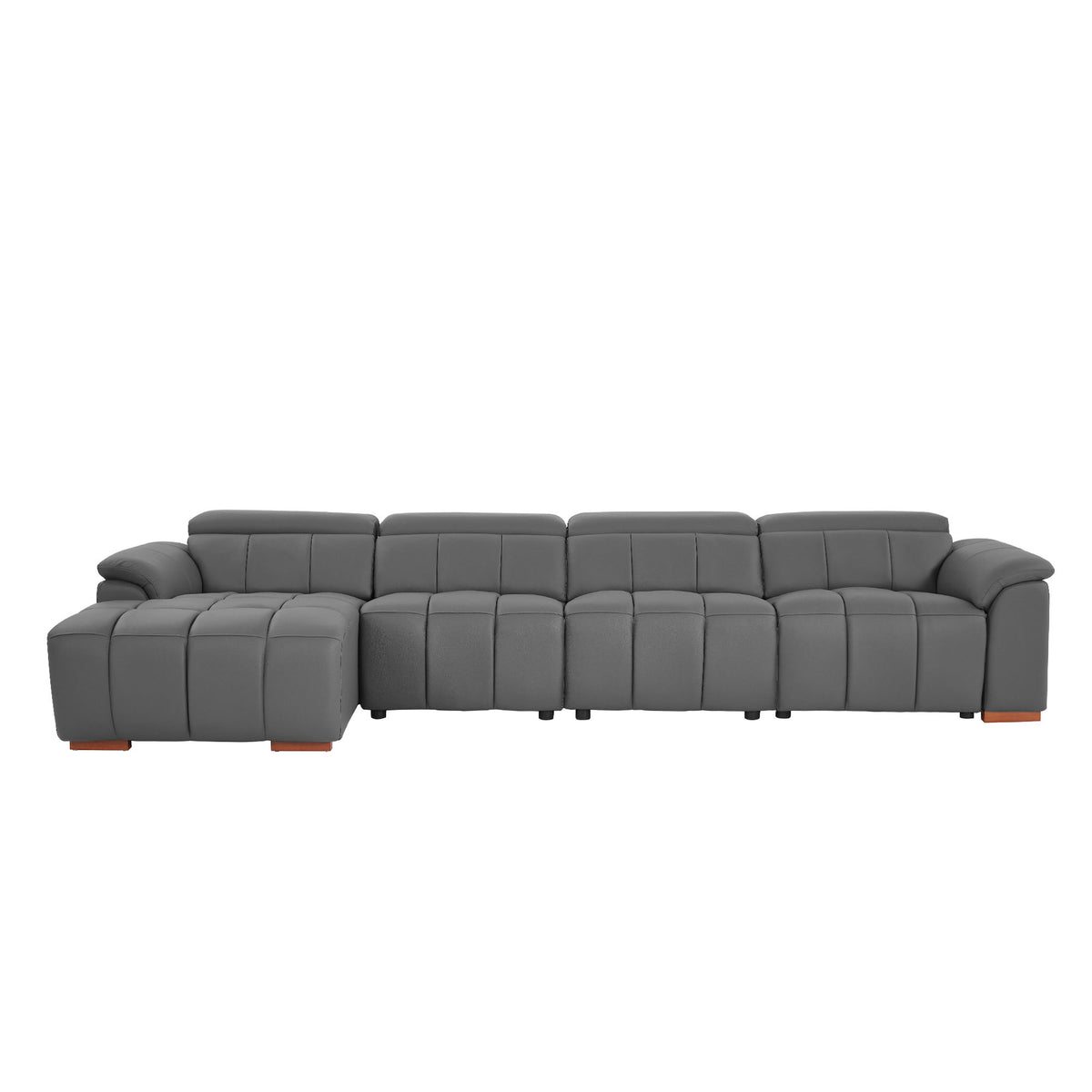 Modern Electric Wall-Hugger Reclining L-Shaped Leather Sofa with USB Port