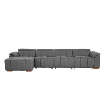 Modern Electric Wall-Hugger Reclining L-Shaped Leather Sofa with USB Port