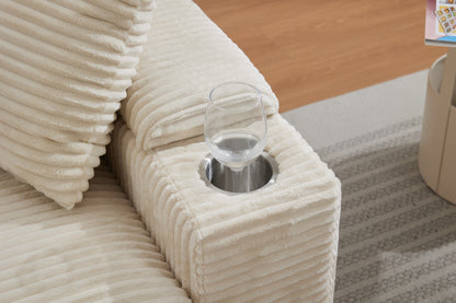 Corduroy Upholstered Sofa, Deep Seat, Detachable Cushions