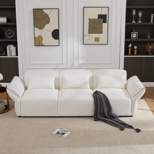 107" 3-Seater Vintage Cloud Sofa, Deep Seat Velvet Couch with 3 Pillows