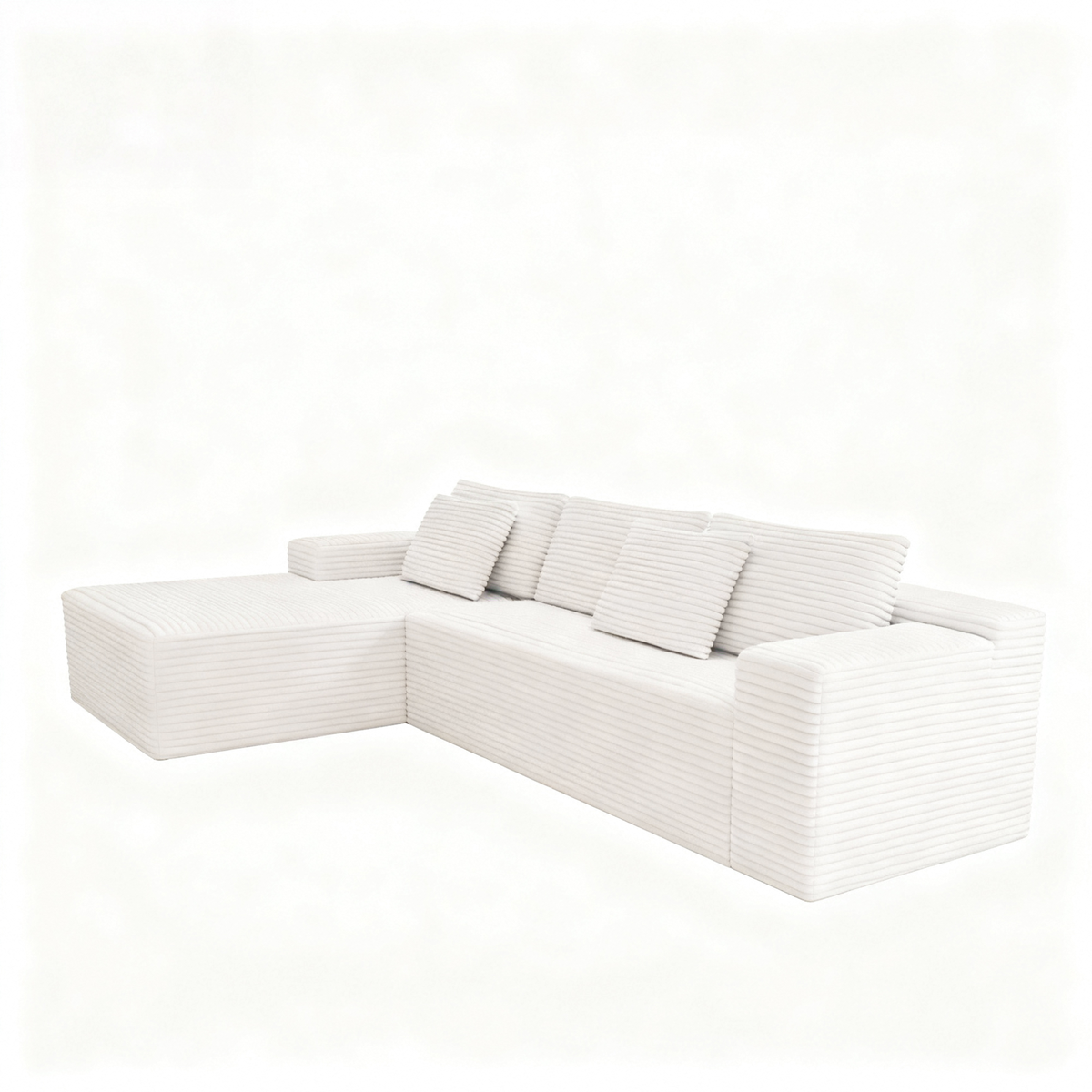 2PC Modular Sectional Sofa, Plush Corduroy Upholstered Couch, No Assembly