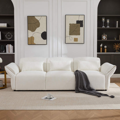 107" 3-Seater Vintage Cloud Sofa, Deep Seat Velvet Couch with 3 Pillows