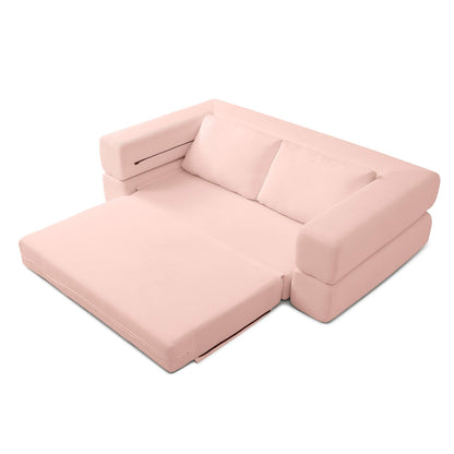 3-in-1 Convertible Corduroy Sofa Bed, Folding Floor Couch with Pillows
