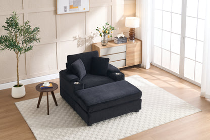 Corduroy Upholstered Sofa, Deep Seat, Detachable Cushions