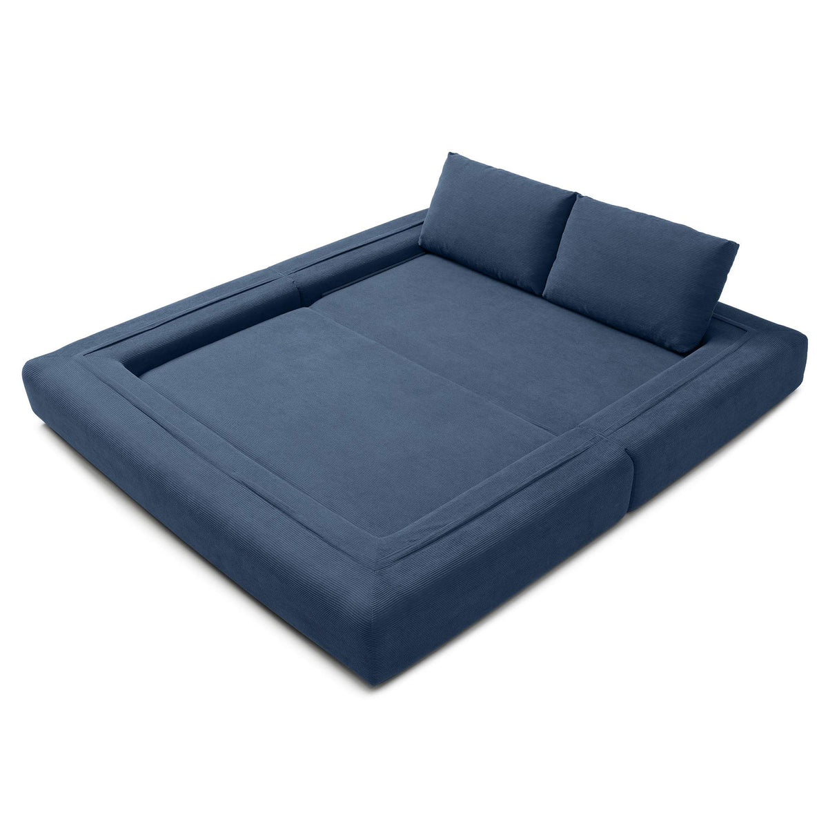 3-in-1 Convertible Corduroy Sofa Bed, Folding Floor Couch with Pillows
