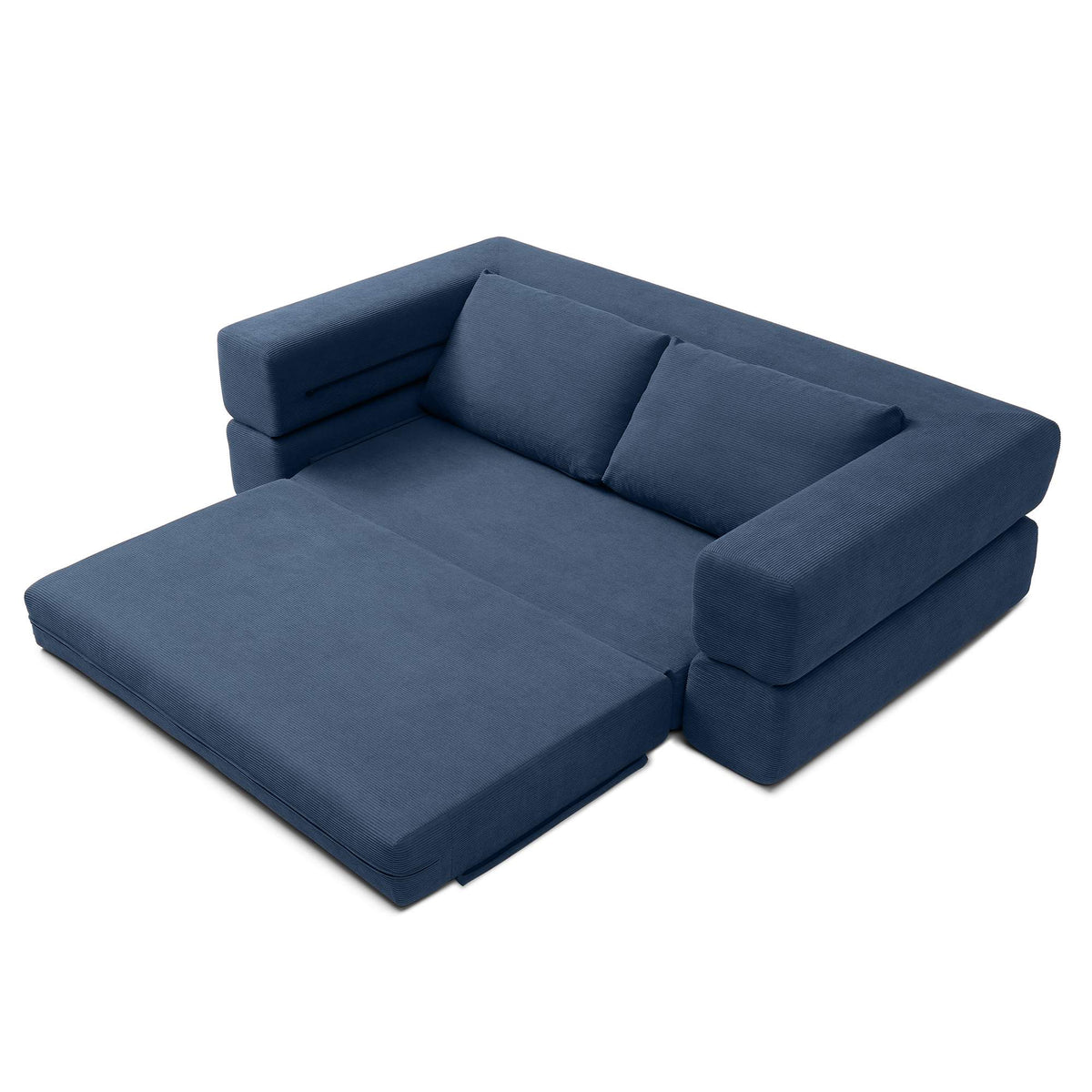 3-in-1 Convertible Corduroy Sofa Bed, Folding Floor Couch with Pillows
