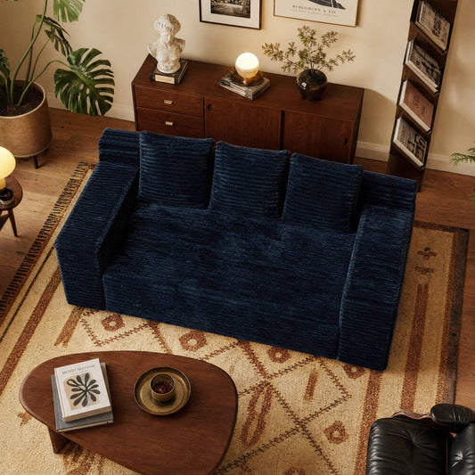 72.2" 3-Seater Corduroy Sofa, Deep Seat Loveseat, No Assembly