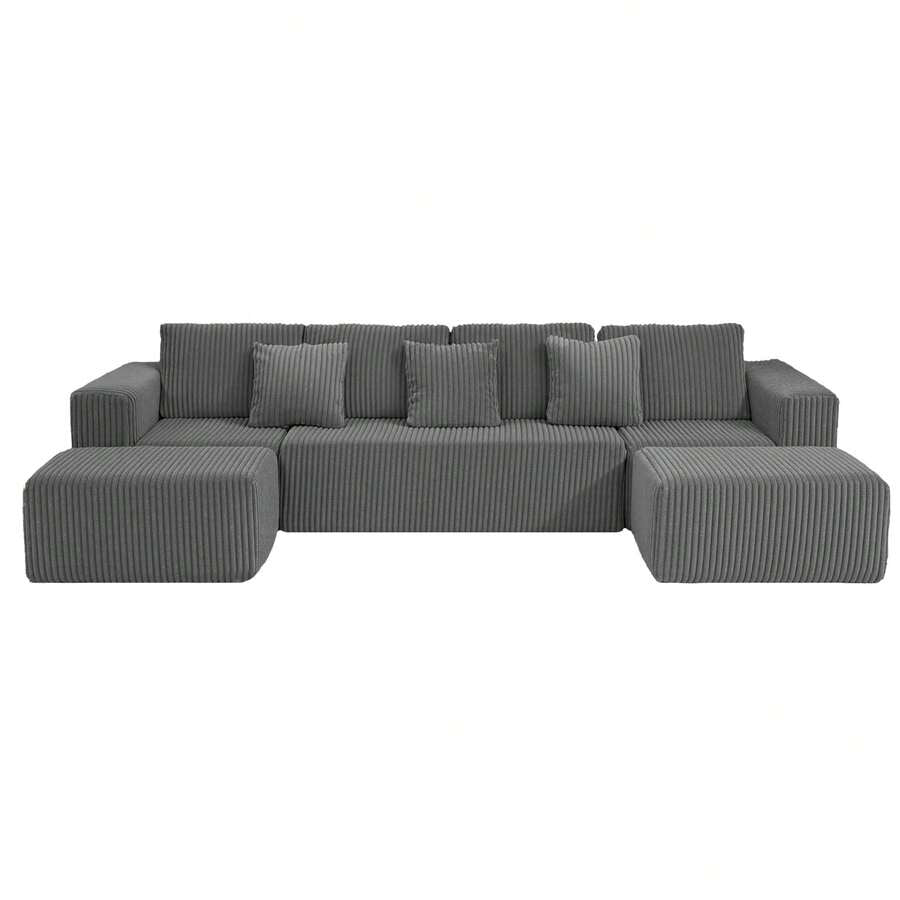 Gray Modular Sofa - Flexible 6-Seat Combination, Comfortable Fabric, Easy Setup