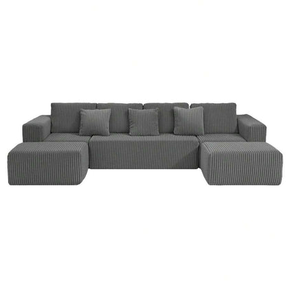 Gray Modular Sofa - Flexible 6-Seat Combination, Comfortable Fabric, Easy Setup