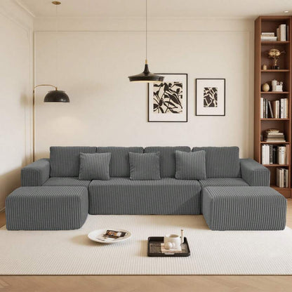 Gray Modular Sofa - Flexible 6-Seat Combination, Comfortable Fabric, Easy Setup