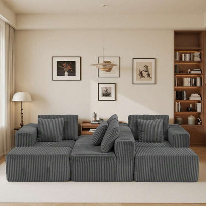 Gray Modular Sofa - Flexible 6-Seat Combination, Comfortable Fabric, Easy Setup