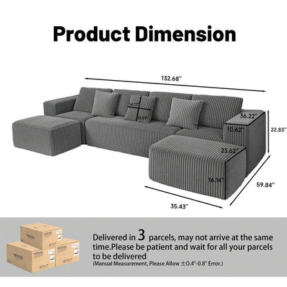 Gray Modular Sofa - Flexible 6-Seat Combination, Comfortable Fabric, Easy Setup