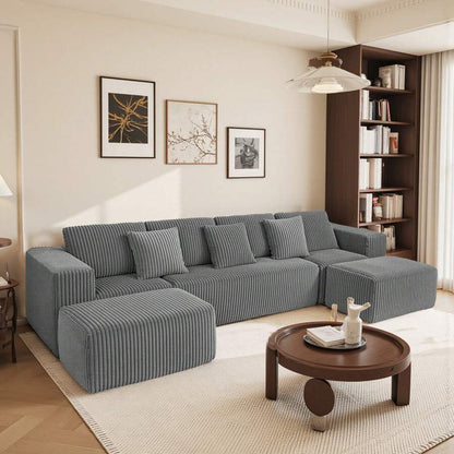 Gray Modular Sofa - Flexible 6-Seat Combination, Comfortable Fabric, Easy Setup