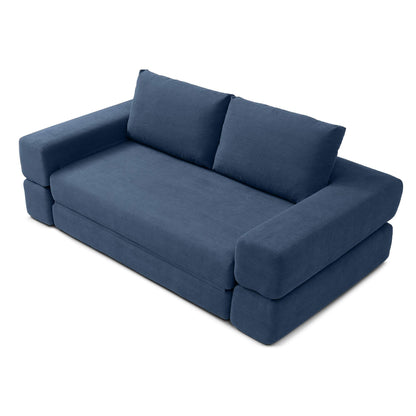 3-in-1 Convertible Corduroy Sofa Bed, Folding Floor Couch with Pillows