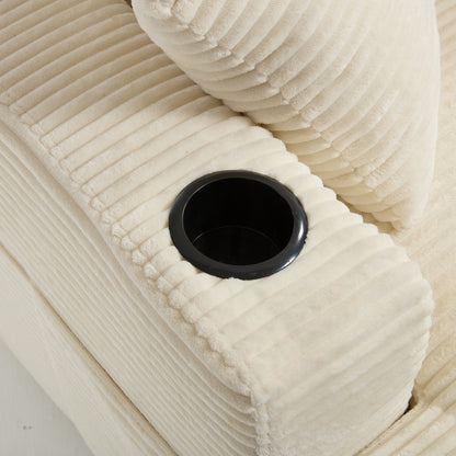 Corduroy Upholstered Sofa, Deep Seat, Detachable Cushions