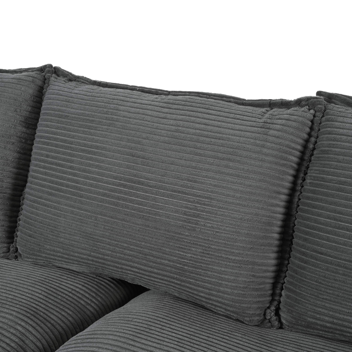 U-Style Modern Curved Sofa, Back Upholstered Couch with 2 Decorative Throw Pillows, Corduroy Fabric Couch for Living Room, Bedroom , Apartment