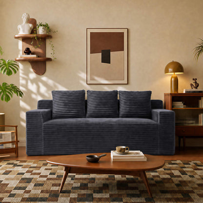 72.2" 3-Seater Corduroy Sofa, Deep Seat Loveseat, No Assembly