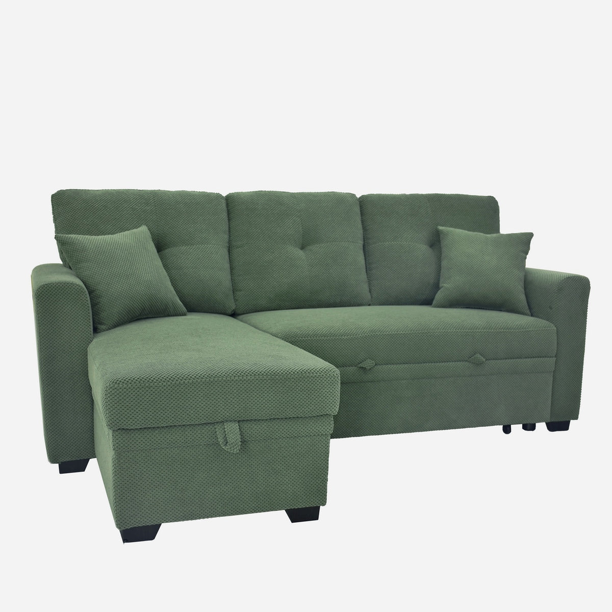 Convertible Sofa Bed with Reversible Chaise, Storage & Breathable Fabric