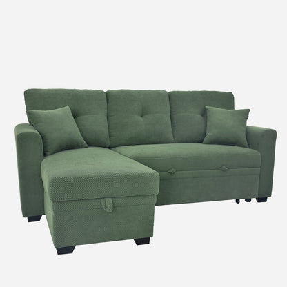 Convertible Sofa Bed with Reversible Chaise, Storage & Breathable Fabric