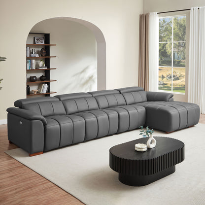 Modern Electric Wall-Hugger Reclining L-Shaped Leather Sofa with USB Port
