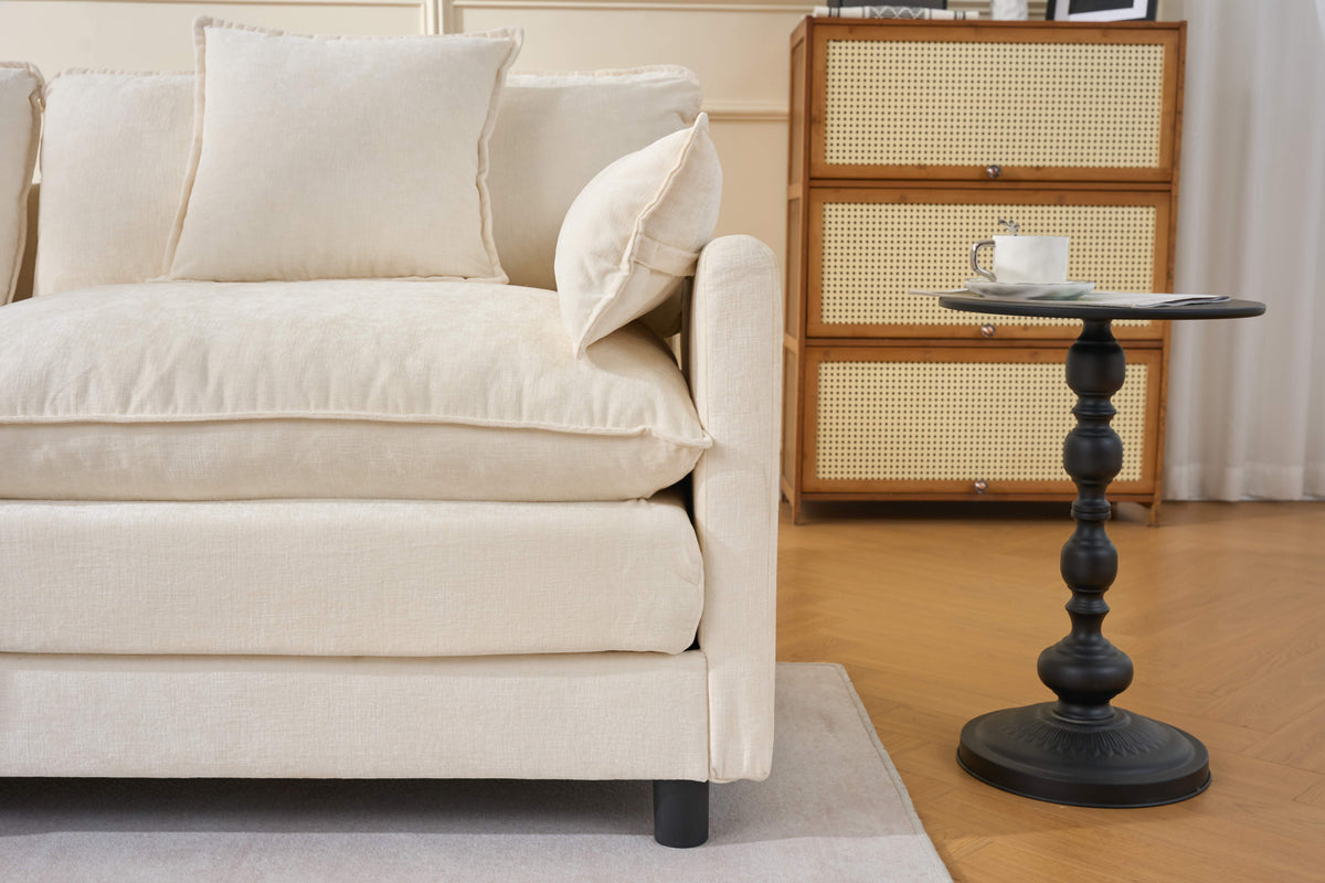 108" 4-Seater L-Shaped Modular Chenille Sofa with Ottoman, Deep Seat Cloud Couch