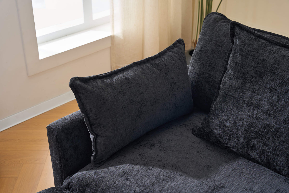 108" 4-Seater L-Shaped Modular Chenille Sofa with Ottoman, Deep Seat Cloud Couch