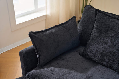 108" 4-Seater L-Shaped Modular Chenille Sofa with Ottoman, Deep Seat Cloud Couch