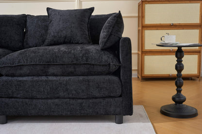 108" 4-Seater L-Shaped Modular Chenille Sofa with Ottoman, Deep Seat Cloud Couch