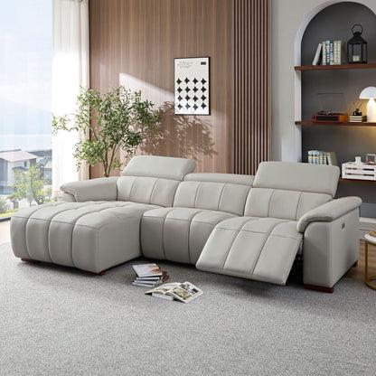 Modern Electric Wall-Hugger Reclining L-Shaped Leather Sofa with USB Port