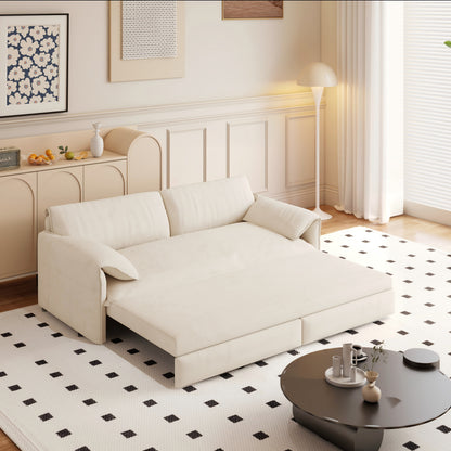 3-in-1 Convertible Queen Sofa Bed with Side Storage, Velvet Loveseat