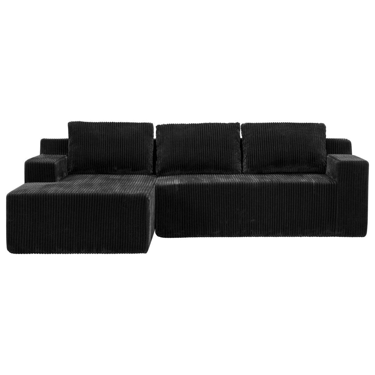 3-Seater Corduroy Modular L-Shaped Sectional Sofa, Foam-Filled