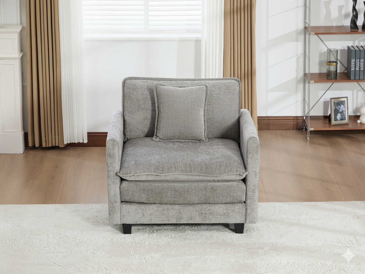 Cloud Sofa Single Seat, Modern Couch, Chenille Fabric