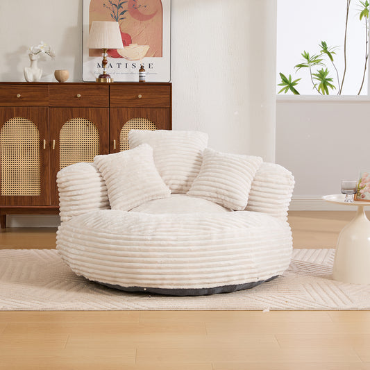 Single Corduroy Bean Bag Chair with 3 Pillows & Armrest, Foam Filler