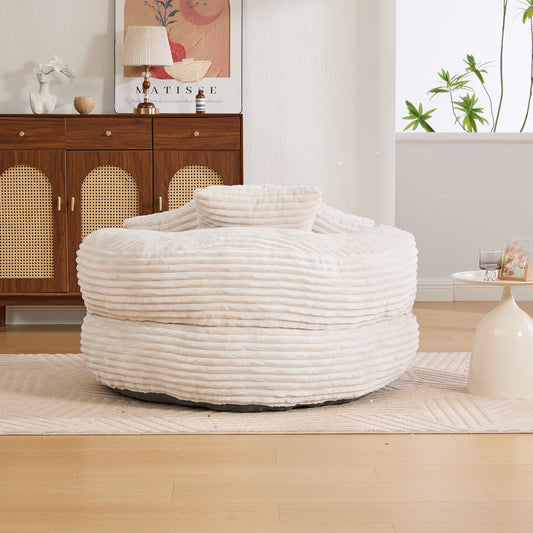 Single Corduroy Bean Bag Chair with 3 Pillows & Armrest, Foam Filler