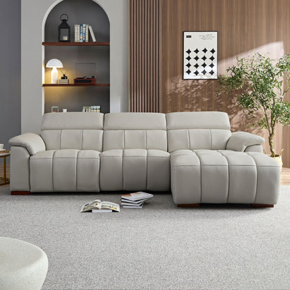 Modern Electric Wall-Hugger Reclining L-Shaped Leather Sofa with USB Port