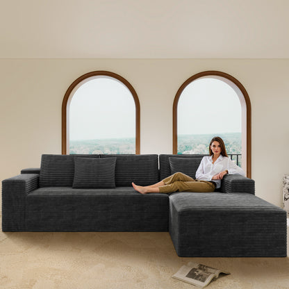 Compressed Modular Sofa Seat, Corduroy Upholstered Couch for Living Room & Bedroom