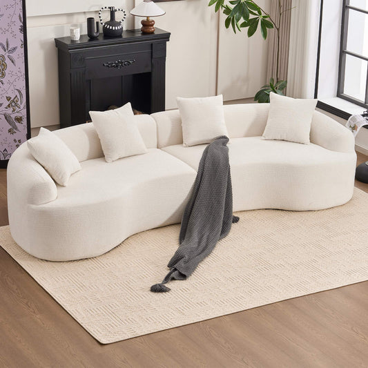 Curved Boneless Chenille Modular Sectional Sofa, Compression Sleeper Couch