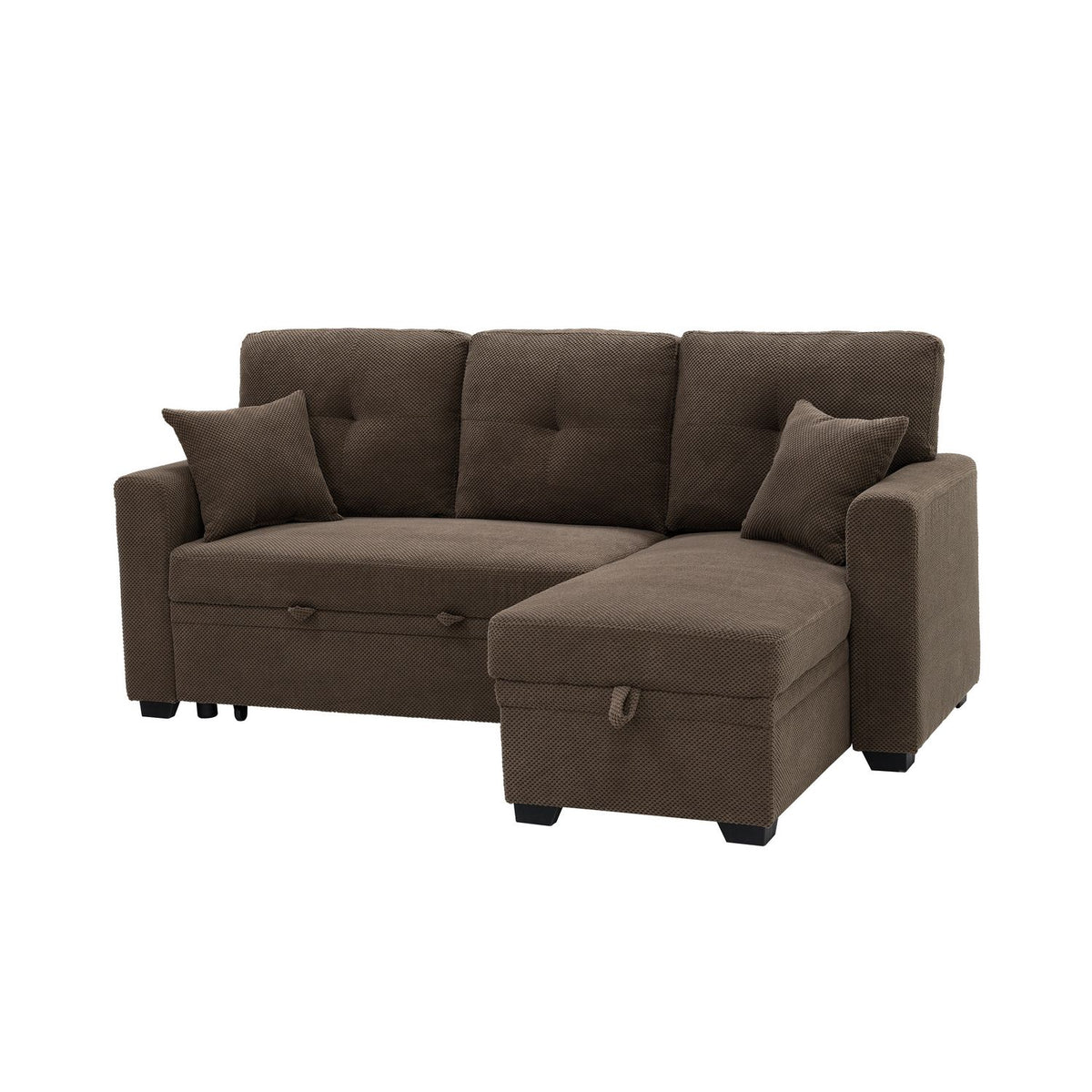 Convertible Sofa Bed with Reversible Chaise, Storage & Breathable Fabric