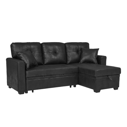 L-Shaped Sectional Sofa with Pull-Out Bed, Reversible Chaise & Storage
