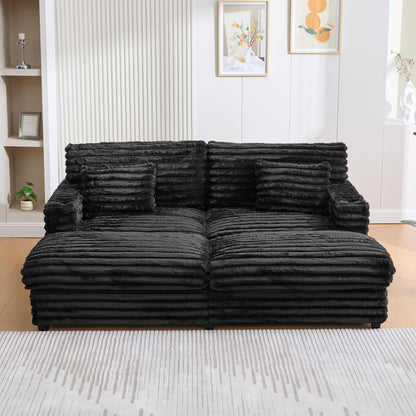 82" Oversized Double Chaise Lounge Sofa Bed with USB Ports & Cup Holders